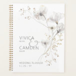 Delicate Modern White Grey & Gold Floral Wedding Planner<br><div class="desc">This wedding planner design features a soft watercolor floral side spray of white, grey, and faux gold. The back continues the design, and also includes the first initials of the couple, as well as the wedding date. This design is part of the Delicate Modern White Grey and Gold Floral wedding...</div>