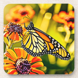 Delicate Monarch Butterfly Bloom Design Coaster