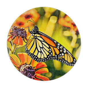 Delicate Monarch Butterfly Bloom Design Cutting Board
