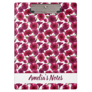 Delicate Morning Glory Pattern Name Clipboard