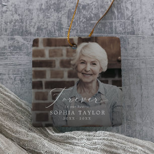 Delicate Mum Grandma Memorial Dark Overlay Photo Ceramic Ornament