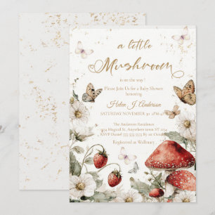 Delicate Mushroom Berry Baby Shower  Invitation