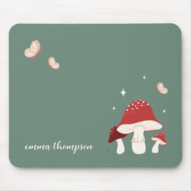 Delicate Mushroom Personalised Gift Mousepad (Front)