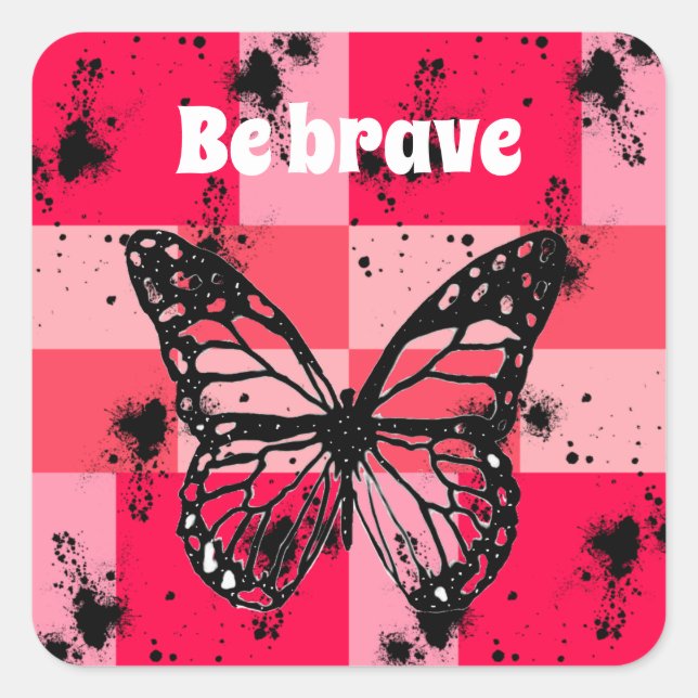 delicate nature aesthetic butterfly square sticker (Front)