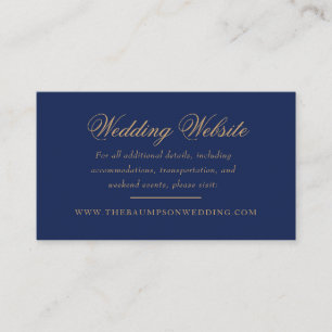 Delicate Navy and Gold Script Wedding Website  Enclosure Card