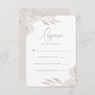 Delicate Neutral Floral and Foliage Wedding Rsvp