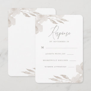 Delicate Neutral Floral and Foliage Wedding Rsvp