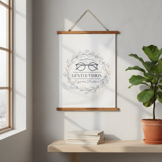 Delicate Neutral Flowers Reading Glasses Logo Hanging Tapestry