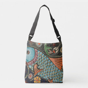 Delicate Ocean Mosaic Coastal Koi Fish Crossbody Bag
