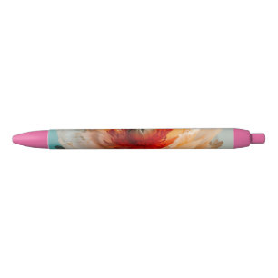 Delicate Orange Flower Black Ink Pen
