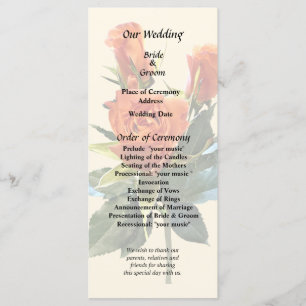 Delicate Orange Rosebuds Wedding Program