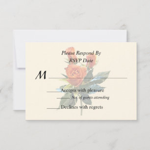 Delicate Orange Rosebuds Wedding Supplies RSVP Card