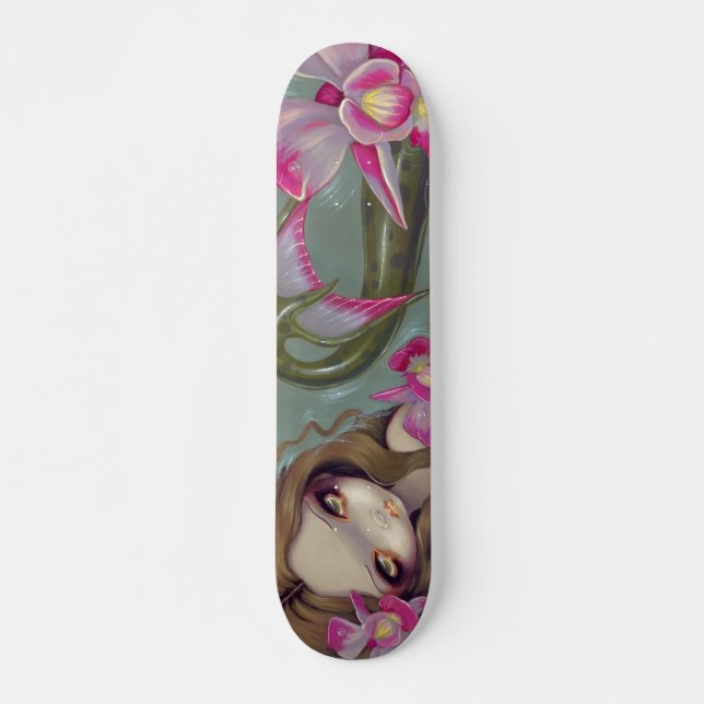 Delicate Orchid Mermaid SKATEBOARD fantasy art (Front)