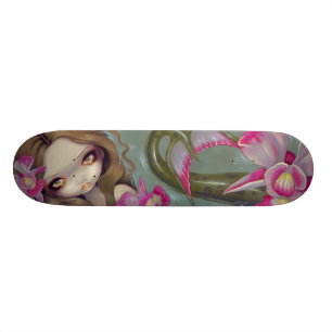 Delicate Orchid Mermaid SKATEBOARD fantasy art