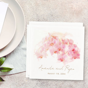 Delicate Orchid Watercolor Floral Wedding Napkin