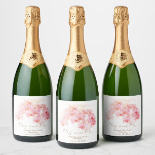 Delicate Orchid Watercolor Mrs. and Mr. Floral  Sparkling Wine Label