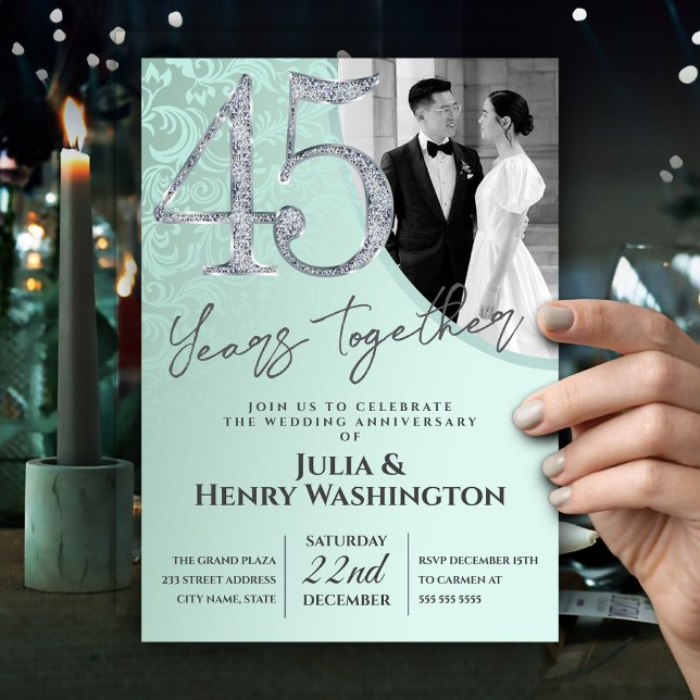 Delicate Ornamental 45th Wedding Anniversary   Invitation (Creator Uploaded)
