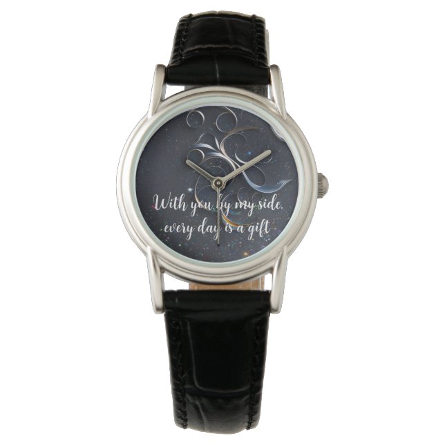 Delicate ornaments in blue watch (Front)