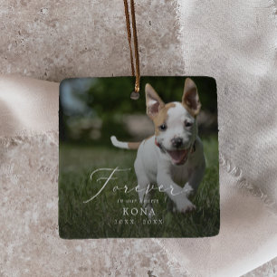Delicate Overlay Photo Pet Dog Memorial Holiday Ceramic Ornament