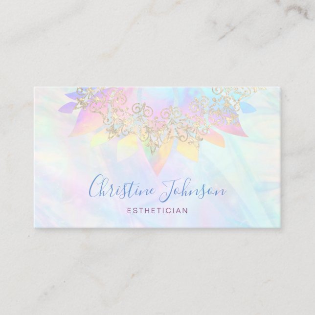 delicate pale lotus flower skincare beauty salon business card (Front)