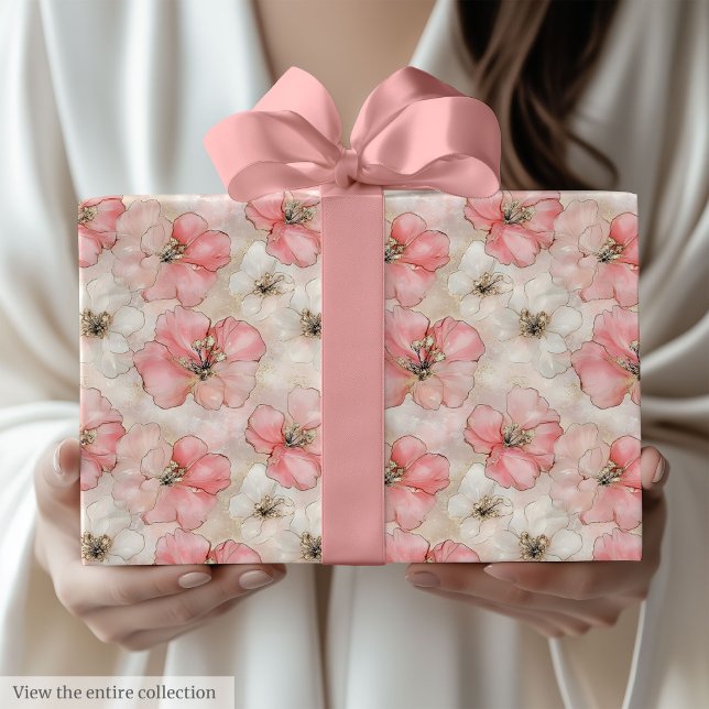 Delicate pale pink and gold 60th birthday wrap wrapping paper (Delicate pale pink and gold 60th birthday wrap Wrapping Paper)