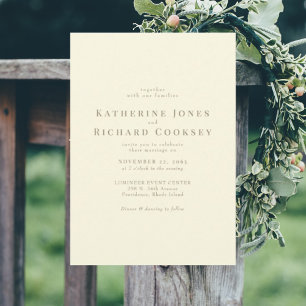 Delicate Pale Yellow Modern No Parents Wedding Invitation