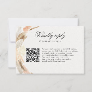 Delicate pampas grass online RSVP QR Code Card