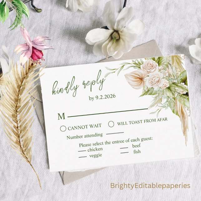 Delicate Pampas Wedding Response Card (Creator Uploaded)