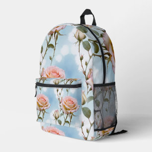 Delicate Pastel Colored Roses On A Gradient Sky Printed Backpack