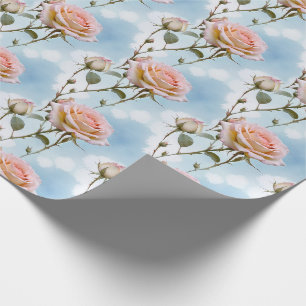 Delicate Pastel Colored Roses On A Gradient Sky Wrapping Paper