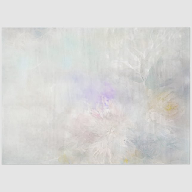 Delicate Pastel Floral Dahlias Tissue Paper (Front)