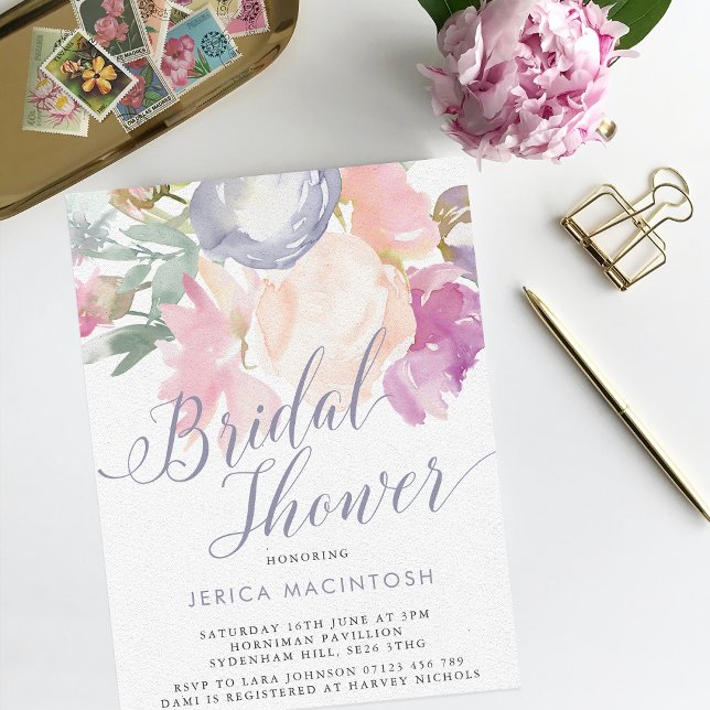 Delicate Pastel Florals Watercolor Bridal Shower Invitation (Creator Uploaded)