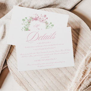 Delicate Pastel French Flora Wedding Details Enclosure Card