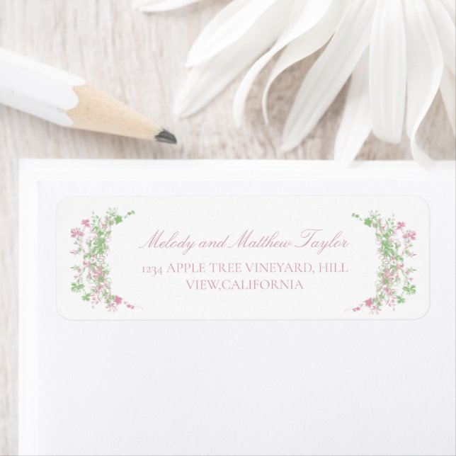 Delicate Pastel French Flora Wedding  Return Address Label (Insitu)