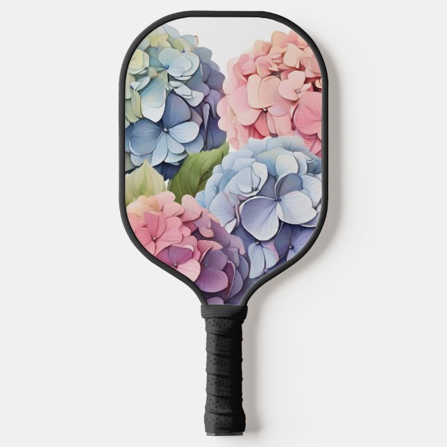 Delicate Pastel Hydrangea Flowers Pickleball Paddle (Front)