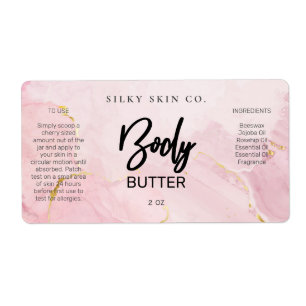 Delicate Pastel Pink And Gold Body Butter Labels