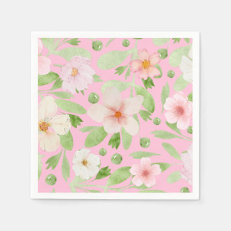 Delicate pastel pink floral pattern napkin