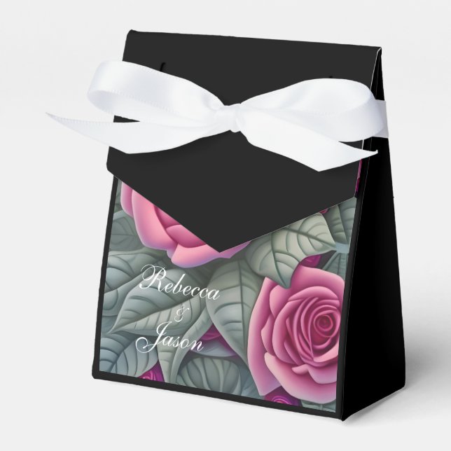 Delicate Pastel Pink Wedding Roses  Favour Box (Front Side)