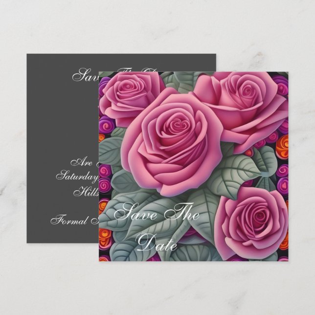 Delicate Pastel Pink Wedding Roses  Invitation (Front/Back)