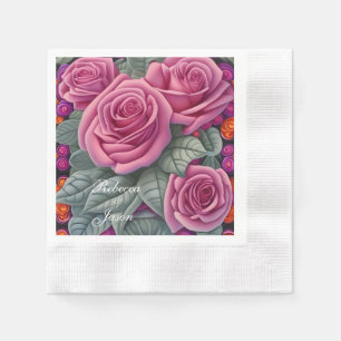 Delicate Pastel Pink Wedding Roses  Napkin