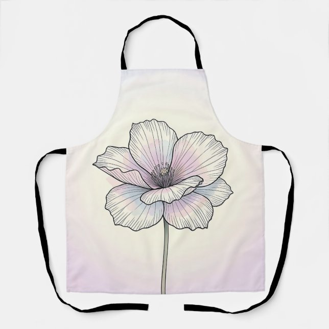 Delicate Pastel Poppy Flower Apron (Front)