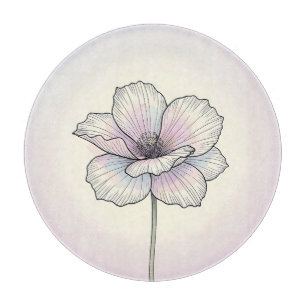Delicate Pastel Poppy Flower Cutting Board
