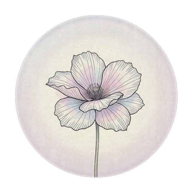 Delicate Pastel Poppy Flower Cutting Board (Front)
