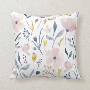 Delicate Pastel Pretty Pink Blue Flower Feminine Cushion