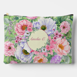 Delicate Pastel Watercolor Floral Cosmetic Bag