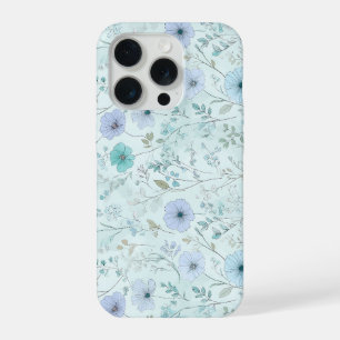 Delicate Pastel Wildflower Mint Floral Pattern iPhone 15 Pro Case
