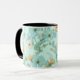 Delicate Pastel Wildflower Mint Floral Pattern Mug