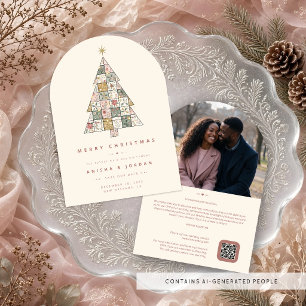 Delicate Patchwork Christmas Tree Wedding TLW26 Save The Date