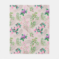 Delicate pattern with rhododendron flowers and fea