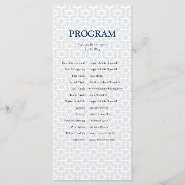 Delicate Patterned Bar/Bat Mitzvah Program (Front)